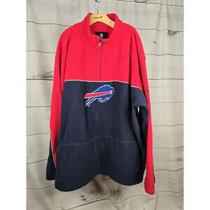 Vintage Buffalo Bills NFL The Edge Blue Red Fleece 1/4 Zip Sweater Size 4XLT #L